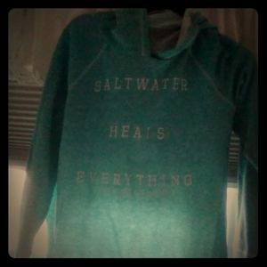 Seafoam green and white sweatshirt